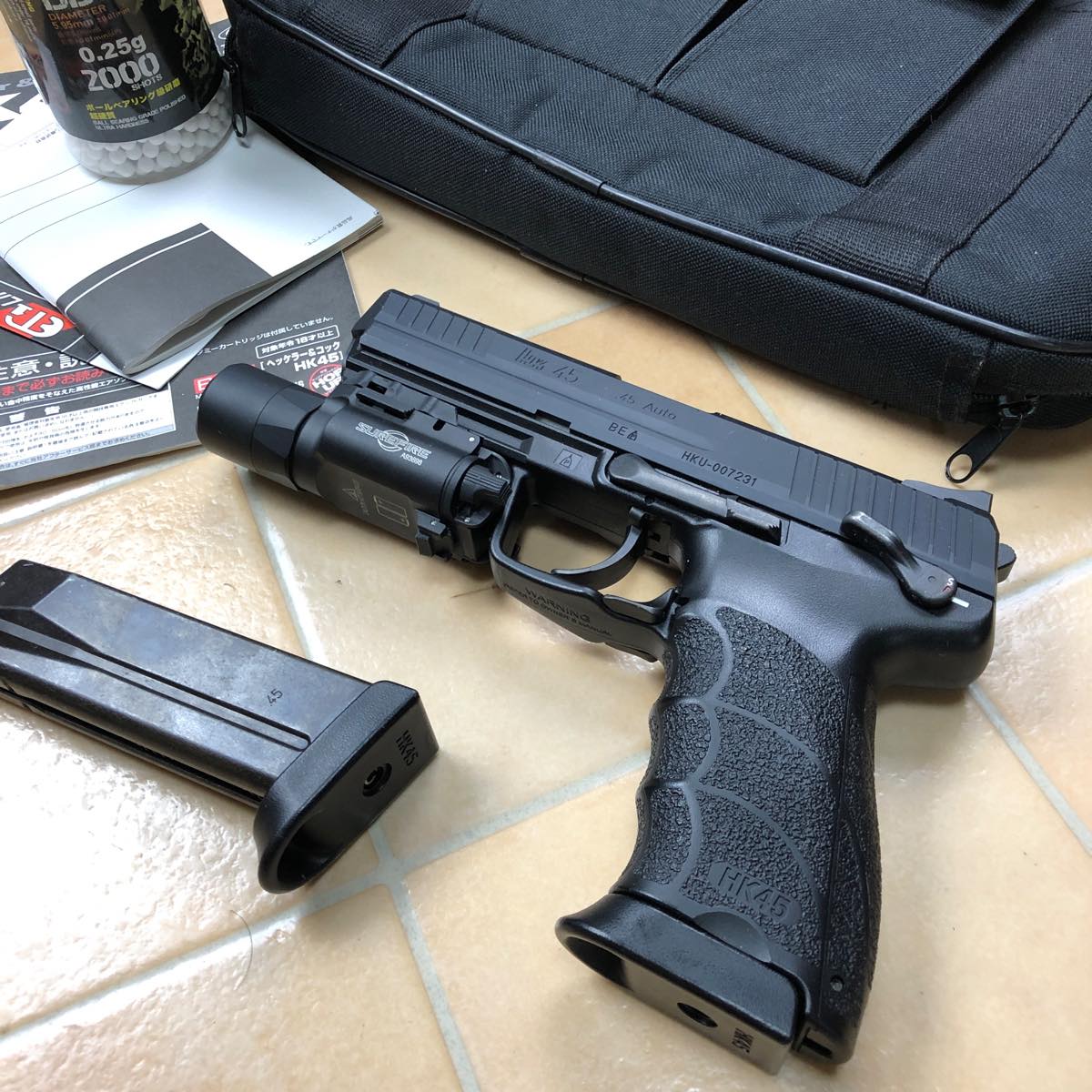 HK45 東京マルイ ガスブローバック ケース KEDライト付き #625